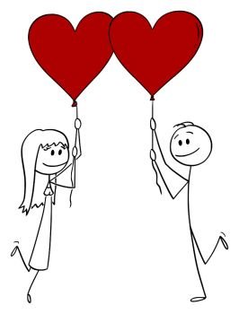 Image Details IST_17050_05236 - Vector cartoon stick figure drawing  conceptual illustration of happy couple lying in bed, man and woman are  smiling and satisfied. Concept of love and relationship.. Vector Cartoon of