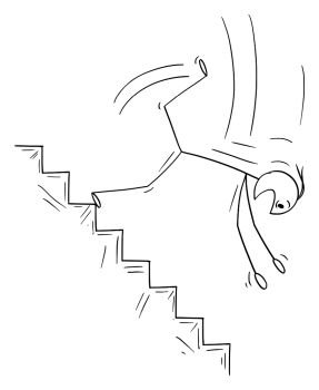 stick figure walking up stairs