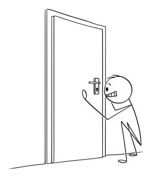Looking Through Vector PNG Images, Vector Cartoon Stick Figure Drawing  Conceptual Illustration Of Man Or Businessman Looking Through Slightly Open  Door To See, Door, Man, Stickman PNG Image For Free Download