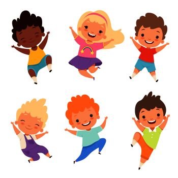 Jumping kids yong child character in jump Vector Image
