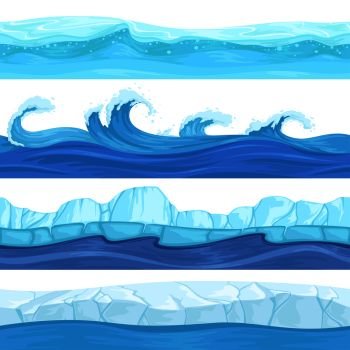Image Details IST_21209_08023 - Water waves background. Seamless liquid  pattern sea ocean river cartoon surface for 2d vector game. Surface water  ocean, sea underwater space illustration. Water waves background. Seamless  liquid pattern