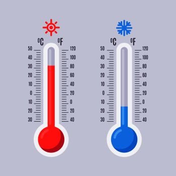 Cold warm thermometer temperature weather Vector Image