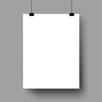 White Posters Hanging On Binder Poster Mockup Vector Mock Up Blank Paper  Hanging On Office Clip Paper Gallery Set On White Background Vertical And  Horizontal Template Sheet Stock Illustration - Download Image
