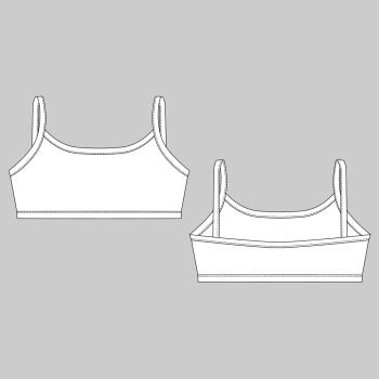 Technical sketch of light blue color sport bra. Casual clothes for girls  isolated on white background. Yoga underwear design template. Front and  back views. 5622205 Vector Art at Vecteezy