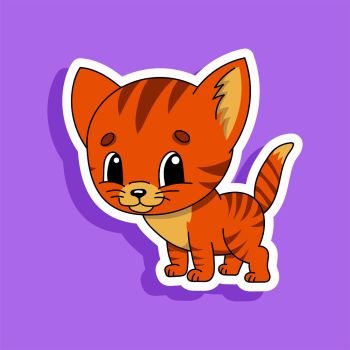Illustration of cute colored cat. Cartoon cat image in png format. Suitable  for children's book design elements. Introduction of cats to children.  Books or posters about animal 13078569 PNG
