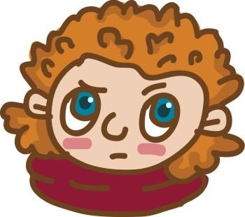 Image Details IST_6993_50071 - A portrait of a boy with a big nose worried  face and curly hair vector color drawing or illustration