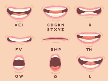 Image Details IST_20360_01117 - Mouth sync. Talking mouths lips for cartoon  character animation and english pronunciation signs. Vector isolated female  emotions and speaking articulation set. Mouth sync. Talking mouths lips for  cartoon