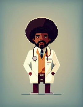 Illustration of cute afro-american doctor  Generative AI