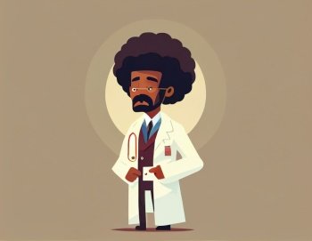 Illustration of cute afro-american doctor  Generative AI