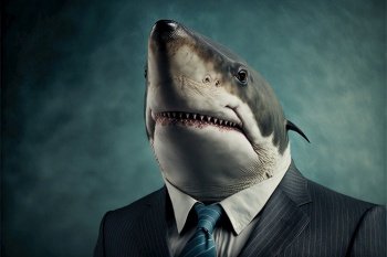 corporate shark concept  business suit  office  cartoon  face corporate shark concept