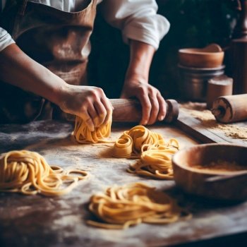 Process of Making Cooking Homemade Pasta Generative ai High quality illustration Process of Making Cooking Homemade Pasta Generative ai