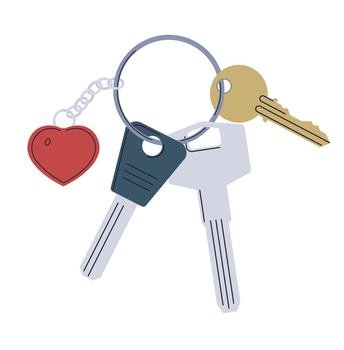 Keychain for keys. Property protection lock with colored keychains