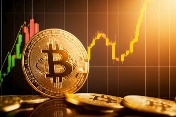 Bitcoin Stock Growth Chart shows a strong increase in the price of bitcoin Neural network AI generated art Bitcoin Stock Growth Chart shows a stro