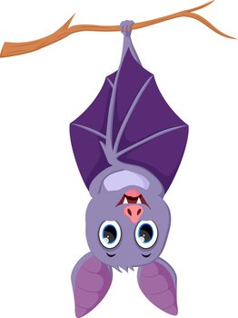 cute hanging bat cartoon