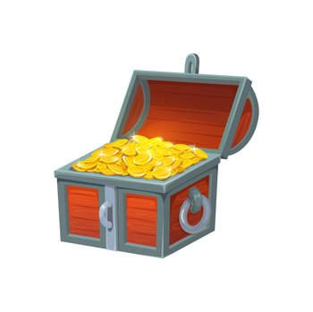 Cartoon opened treasure chest on white background Vector Image