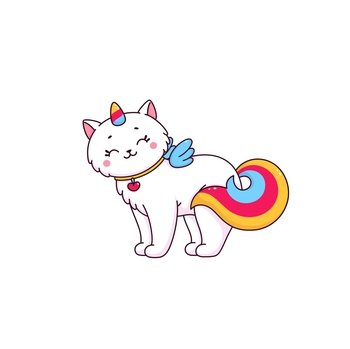 Cat unicorn icon cute funny fantasy animal Vector Image