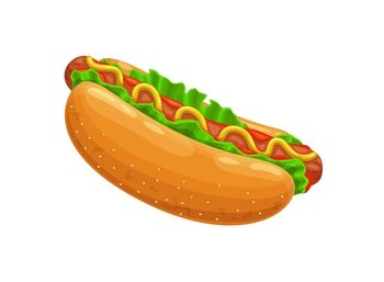 Cartooned Smiling Hot Dog for Fast Food Design Stock Vector