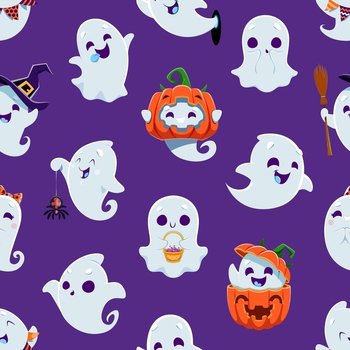 Seamless Halloween Kawaii Cartoon Pattern With Cute Ghosts Royalty Free  SVG, Cliparts, Vetores, e Ilustrações Stock. Image 30641419.