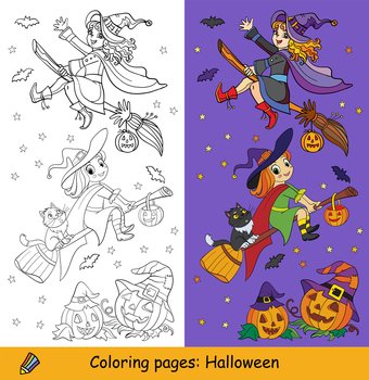 Education game for children to choose and complete the correct picture of a  cute cartoon magic book witch or cauldron printable halloween worksheet  24611639 Vector Art at Vecteezy