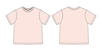 Blank t shirt outline sketch. apparel t-shirt cad design. isolated  technical fashion illustration. mockup template. front and back vector.