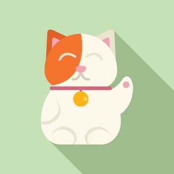 Maneki Neko lucky cat. Japanese symbol of wealth. Vector cartoon