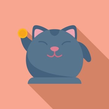 Funny lucky cat icon flat japan fortune Royalty Free Vector