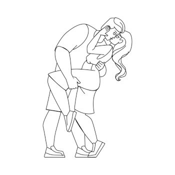 Couple Happy Line Pencil Drawing Vector. Love Man, Romantic Woman,  Lifestyle Young, Romance Two Relationship, Together Couple Happy Character.  People Illustration Royalty Free SVG, Cliparts, Vectors, and Stock  Illustration. Image 198216501.