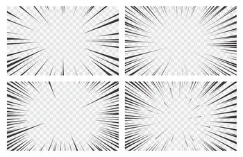 Black and white radial lines spped light or light rays comic book
