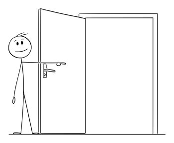 Looking Through Vector PNG Images, Vector Cartoon Stick Figure Drawing  Conceptual Illustration Of Man Or Businessman Looking Through Slightly Open  Door To See, Door, Man, Stickman PNG Image For Free Download