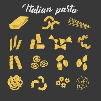 Cartoon pasta. Different noodles types. Spaghetti, penne and macaroni.  Italian flour products shapes. Ravioli and casarecce. Traditional food.  Bowl Stock Vector Image & Art - Alamy