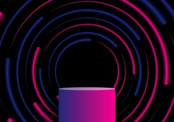Abstract studio room blue and pink neon color glowing lighting