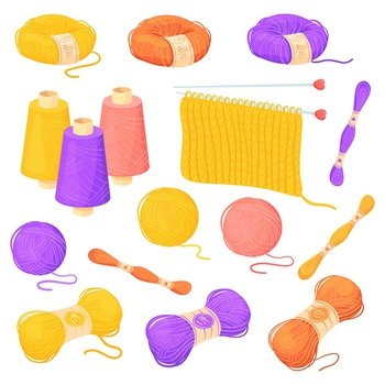 Yarn Ball for Knitting, Wool Thread. Flat Vector Icon illustration
