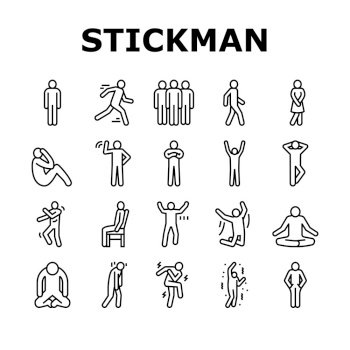 Stick man body black pictogram silhouettes Vector Image