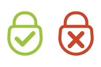 Green check mark and red cross icon set