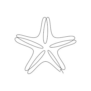 Starfish line art sea star continuous Royalty Free Vector