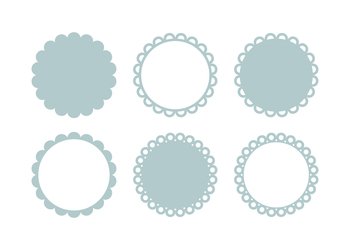 Scalloped edge circle frame badge simple label Vector Image