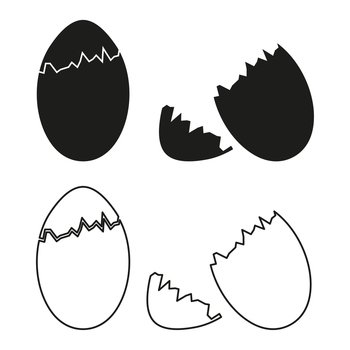broken egg clipart black and white