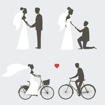 bride and groom vector silhouette