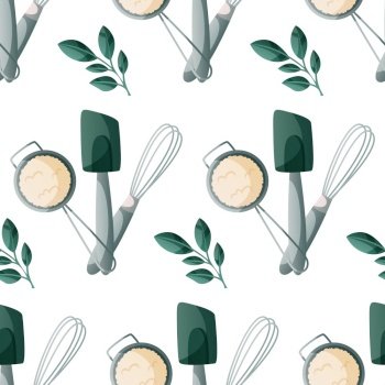 Set of baking tools. Kitchenware, cooking baking utensil. Desserts, pastry  dishes, ingredients for baking items. Whisk, spatulas, steiner, vanilla,  pastry bag, measuring spoons. Vector illustration 16219182 Vector Art at  Vecteezy