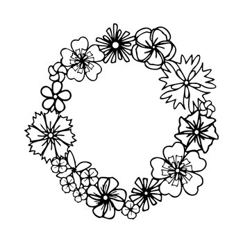 Doodle heart wreath frame vector clipart