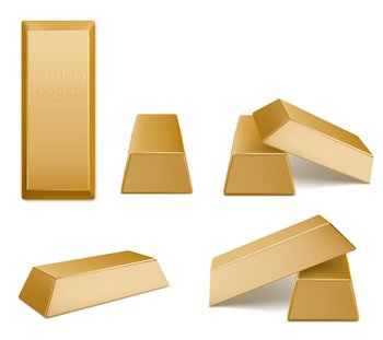 Free Vector  Gold bars on scales, realistic golden weights with precious  metal bullion blocks