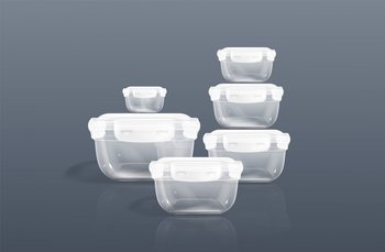 White empty plastic lunch box realistic Royalty Free Vector