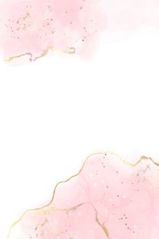 Rose pink liquid watercolor background with golden