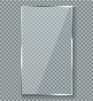 Premium Vector  Glass plate on a transparent background glass with glare  and light realistic transparent glass window in a rectangular frame