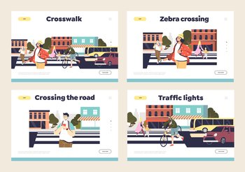 Free Vector  Pedestrian crossing crosswalk on road at green traffic light.  man walking on zebra, holding mobile phone flat vector illustration. safety  on street, accident, compliance with traffic rules concept