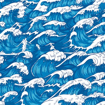 Wave On The Vintage Paper Stock Illustration - Download Image Now