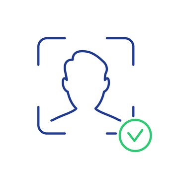 Face id scanner logo with check mark Royalty Free Vector
