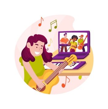 Piano online class isolated cartoon Royalty Free Vector