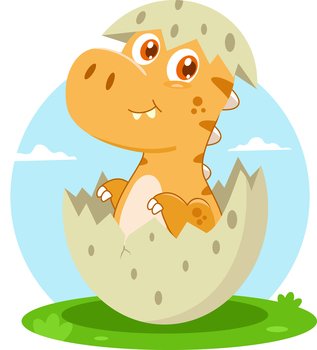 Cute mother pterodactyl care their eggs comic Vector Image