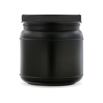 Realistic Protein Powder Container Mockup - White Plastic Jar